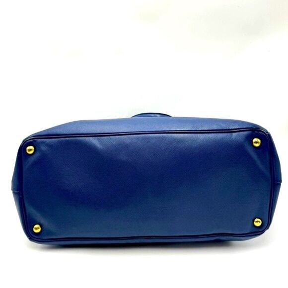 Auth Prada Blue Azzuro Saffiano Leather Galleria Double Zip Lux Tote Bag Large - Picture 7 of 15